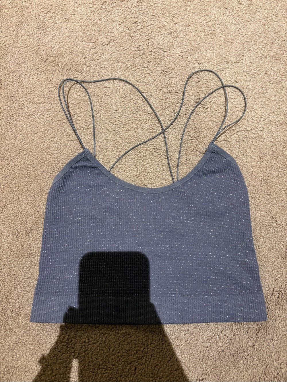Urban outfitters Sparkle Strap Crop Tank Top Gray size medium